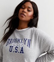 New Look Curves Grey Brooklyn Logo Sweatshirt